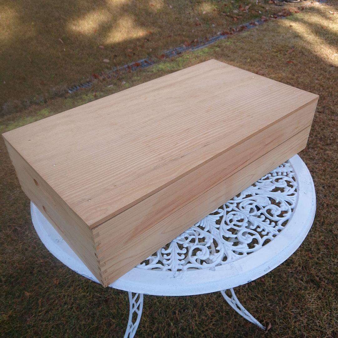 天然木もろぶた餅箱木箱2段セット(2段大60×33×7cm蓋有)美品元箱有り