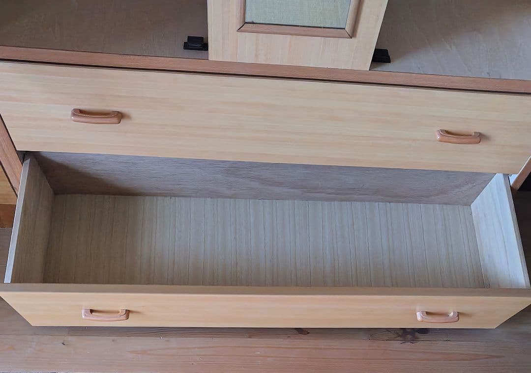 木製クローゼット　洋服タンス　 ミラー付き　高さ約181cm　昭和レトロ