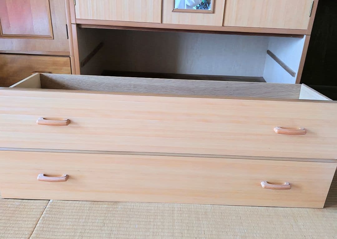 木製クローゼット　洋服タンス　 ミラー付き　高さ約181cm　昭和レトロ