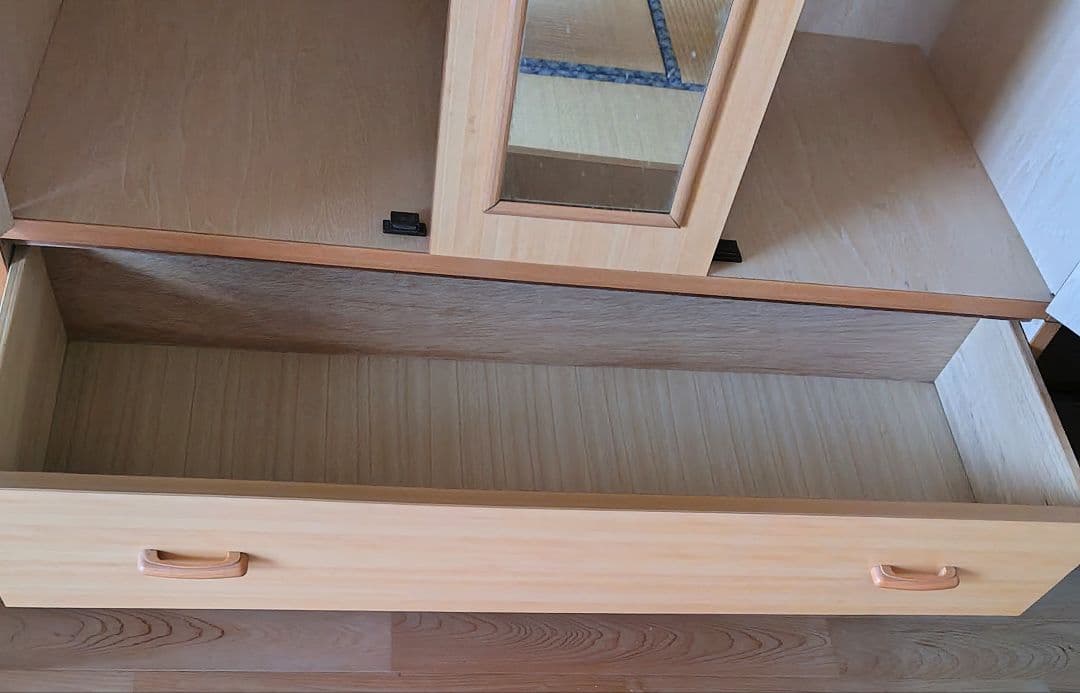 木製クローゼット　洋服タンス　 ミラー付き　高さ約181cm　昭和レトロ