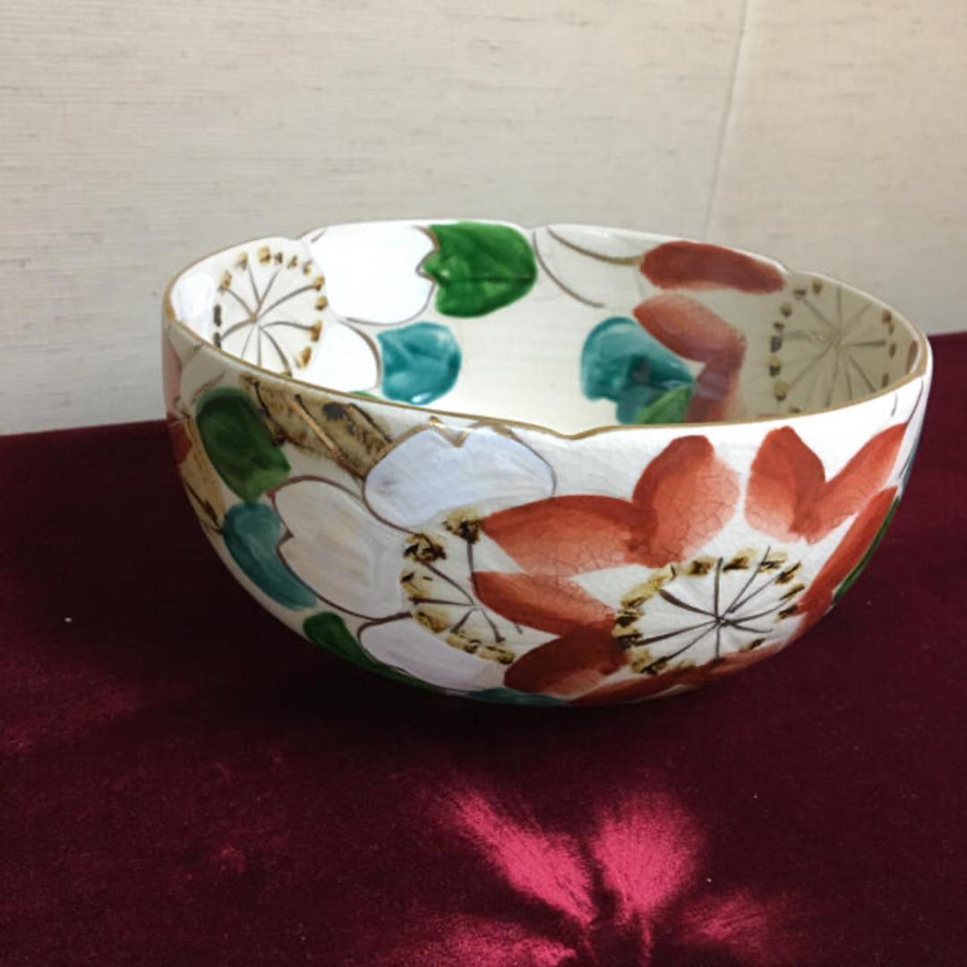 茶道　茶道具　清水焼 菓子鉢 菓子器 赤絵