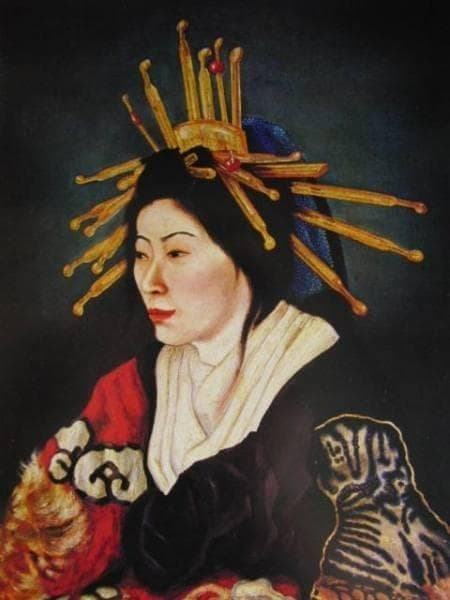 高橋　由一、花魁図、希少な額装用画集画、状態良好