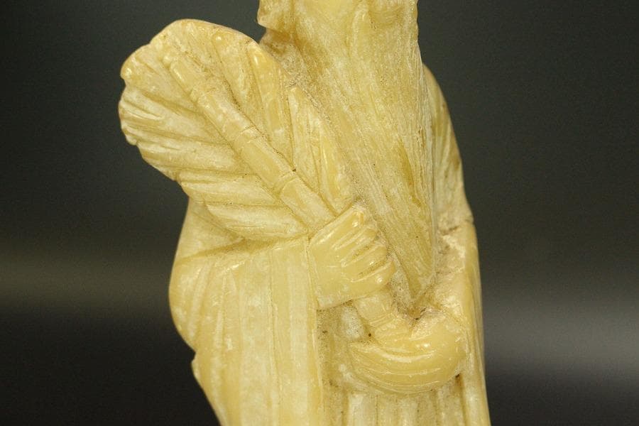 中国美術 蝋石 寿老人 置物(ZE468)