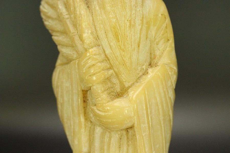 中国美術 蝋石 寿老人 置物(ZE468)