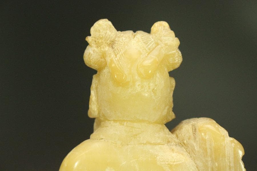 中国美術 蝋石 寿老人 置物(ZE468)