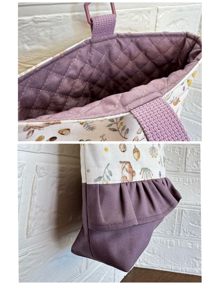 入園入学準備　基本　デコレクションズ　うさぎプリント　くすみラベンダー　フリル