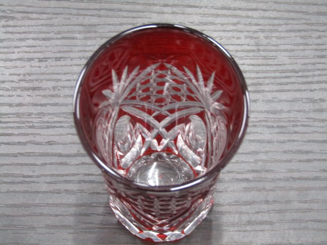 【未使用品】江戸切子 ペアグラス 赤 青 冷酒等に