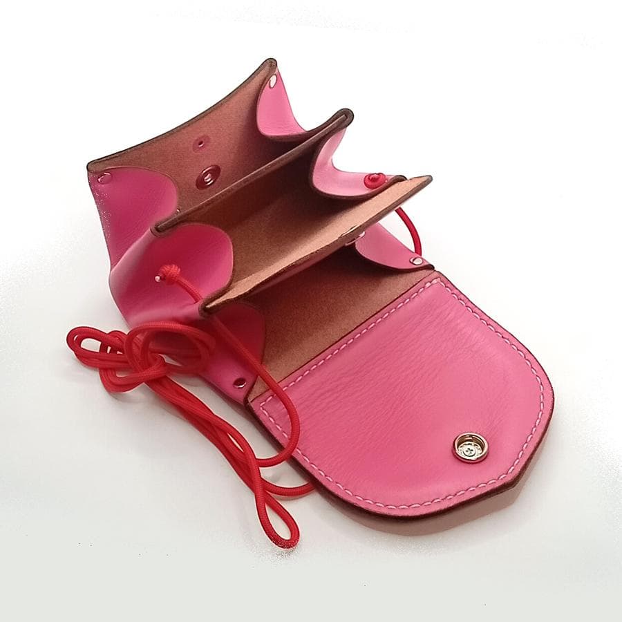 【専用です】本革レザーミニウォレットヒョウ柄ハラコレオパードピンク&ブラック