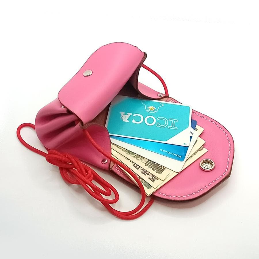 【専用です】本革レザーミニウォレットヒョウ柄ハラコレオパードピンク&ブラック