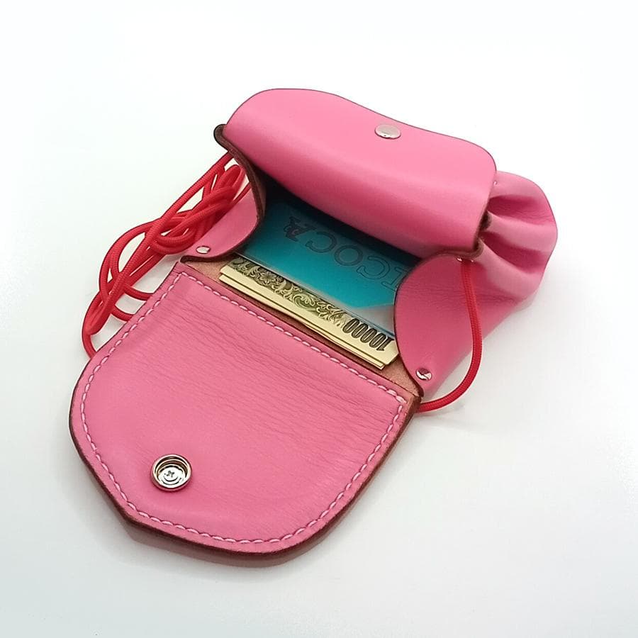 【専用です】本革レザーミニウォレットヒョウ柄ハラコレオパードピンク&ブラック