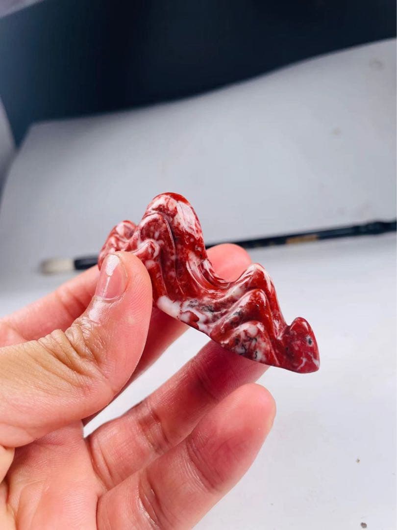 009水石 古玩 寿山石 鉱物 筆置 箸置 彫刻 茶道具 石 石彫 置物 文鎮