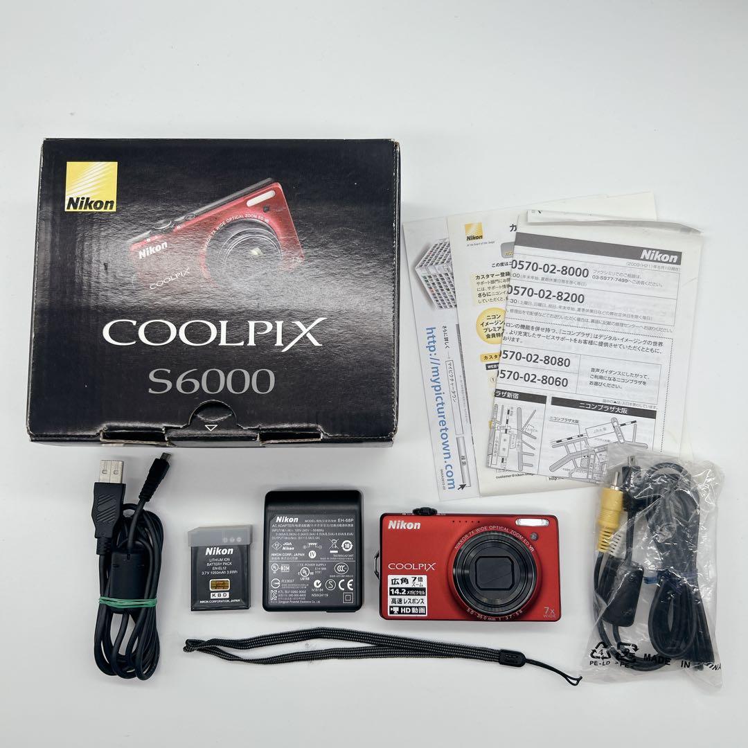 【美品】Nikon COOLPIX S6000 レッド 箱付き 付属品あり