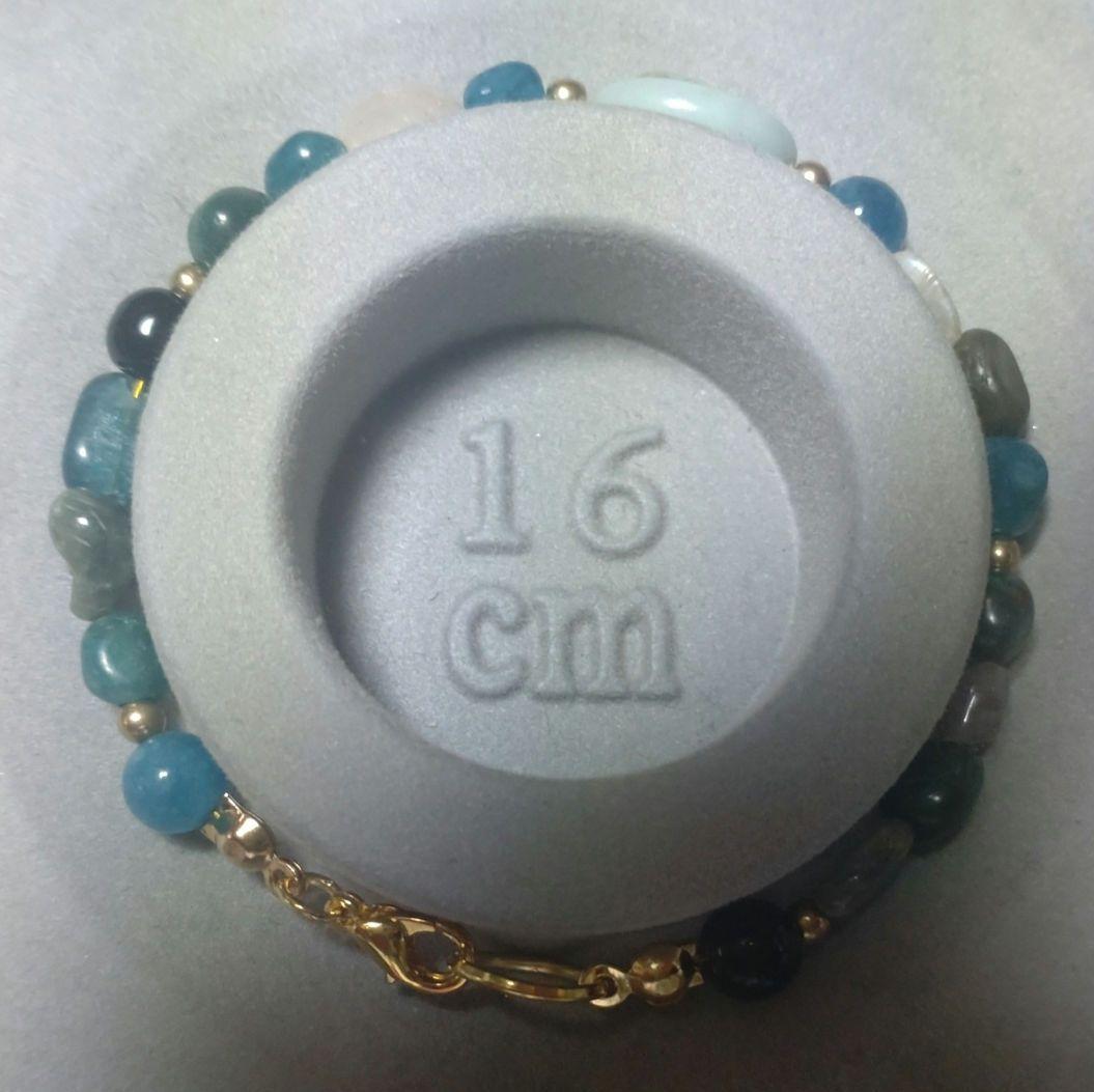 b.142 天然石ブレスレット・アマゾナイト・アパタイト・ハンドメイドブレス