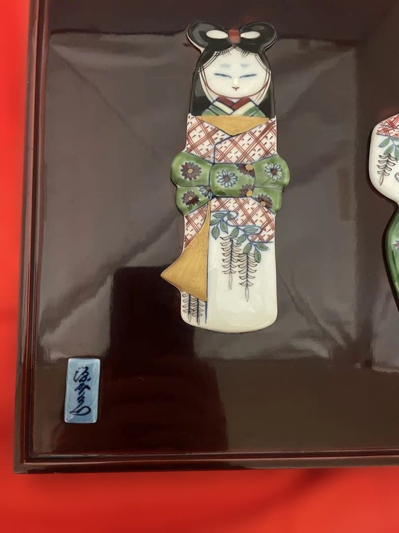 源右衛門窯 陶版画 立雛（お雛様）木製額装