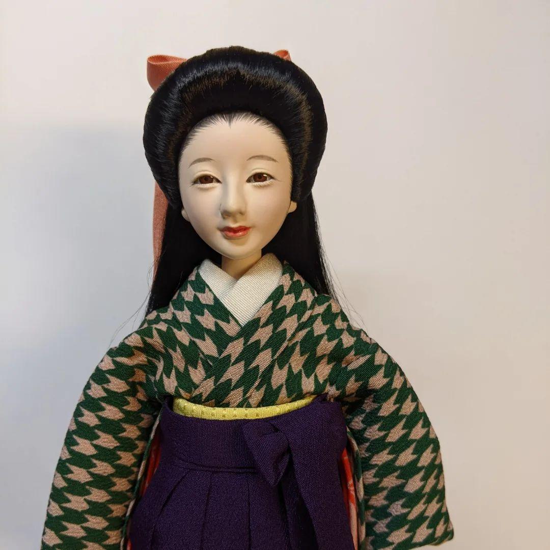 手縫い着物1/6ドール用大正ロマン矢絣 袴ケープリボン付きアウトフィットのみ