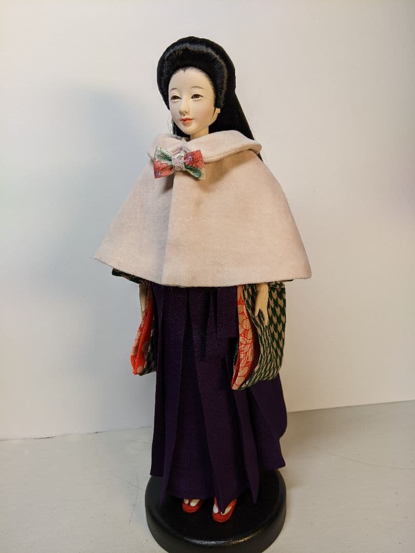 手縫い着物1/6ドール用大正ロマン矢絣 袴ケープリボン付きアウトフィットのみ