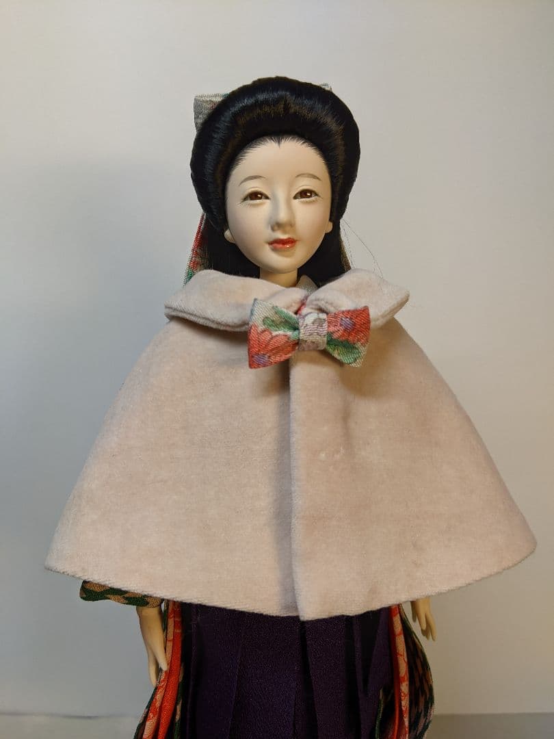 手縫い着物1/6ドール用大正ロマン矢絣 袴ケープリボン付きアウトフィットのみ