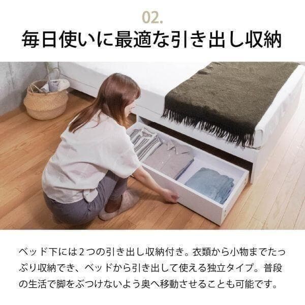 ダブル ベッドフレー ム 単品 収納 コンセント付 新品送料込 最短翌日着