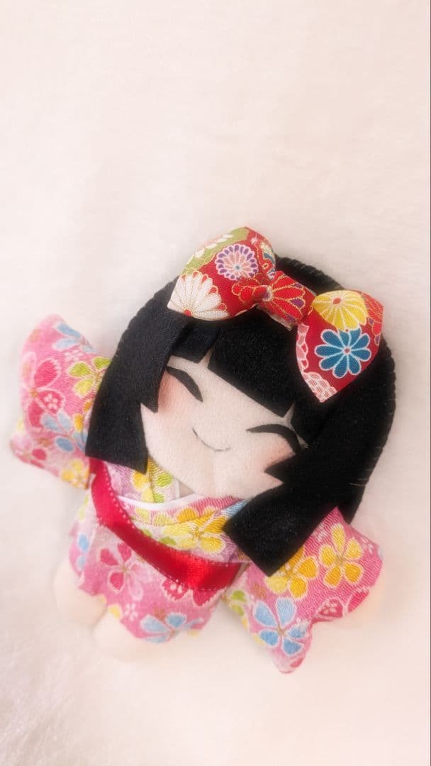 ✿訳あり✿　座敷わらし　女の子　縁起物　高級　ちりめん　ピンク　赤　ぬいぐるみ