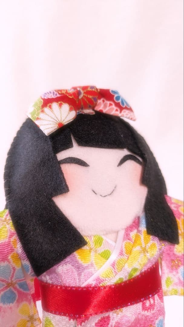 ✿訳あり✿　座敷わらし　女の子　縁起物　高級　ちりめん　ピンク　赤　ぬいぐるみ