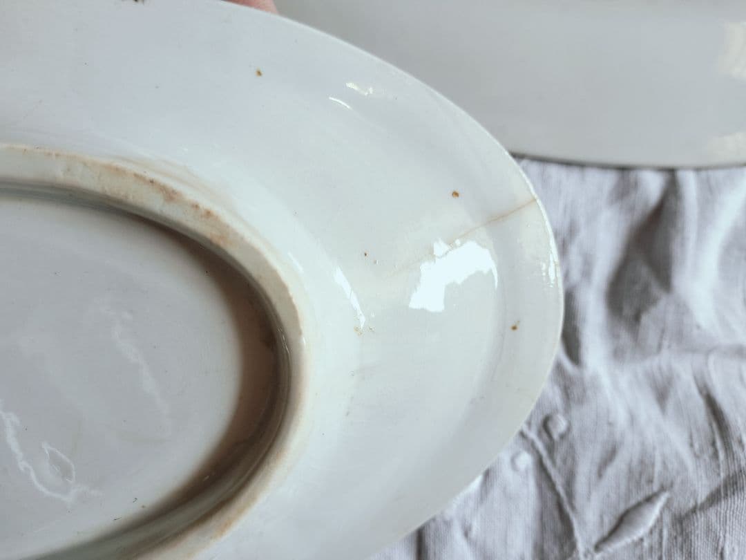 アンティーク　フランス　花柄　オーバル皿セット 大小2枚