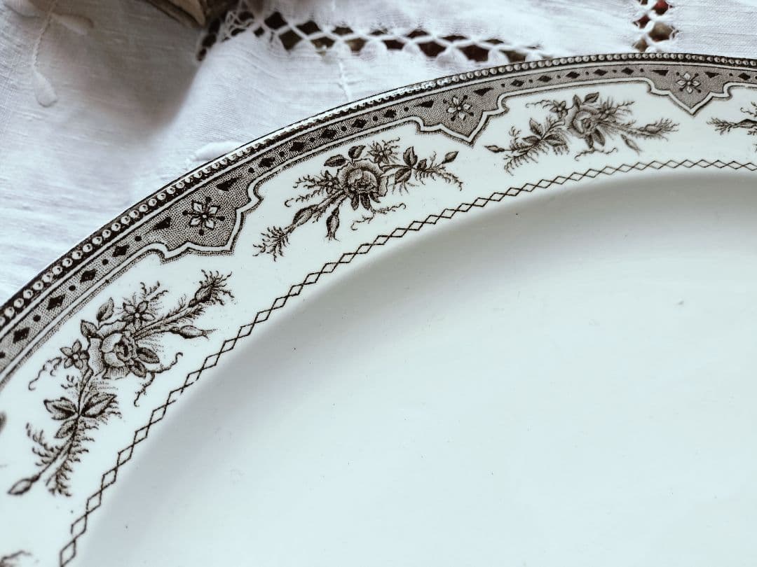 アンティーク　フランス　花柄　オーバル皿セット 大小2枚