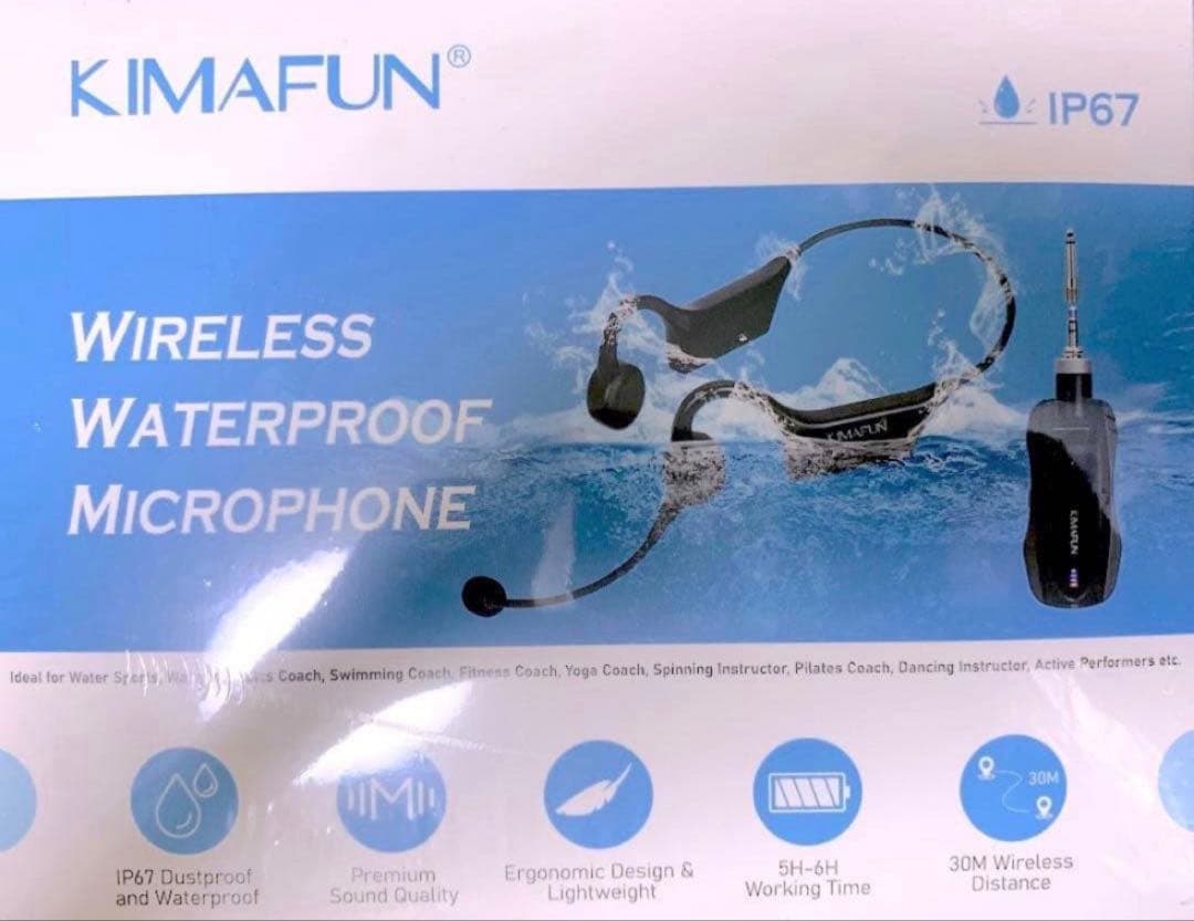 ✨️新品✨️ワイヤレス防水マイク 2.4GHz フィットネス用 IP67 完全防水