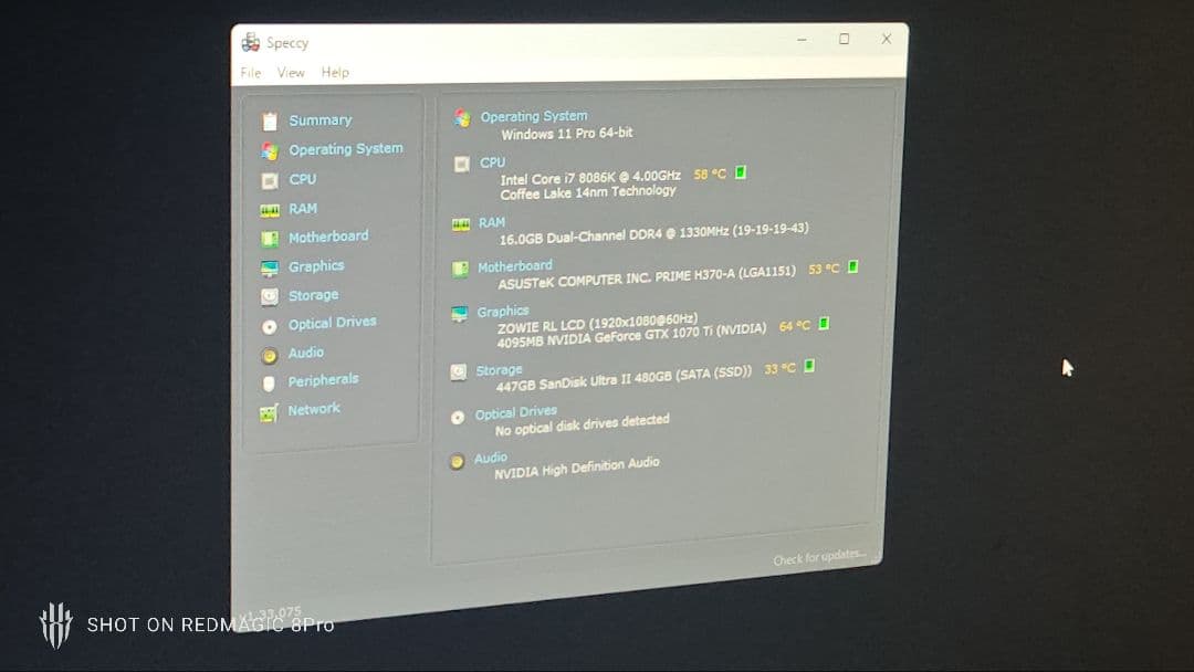 ゲーミングPC 　動作良好　i7 8086k GTX1070ti SSD480