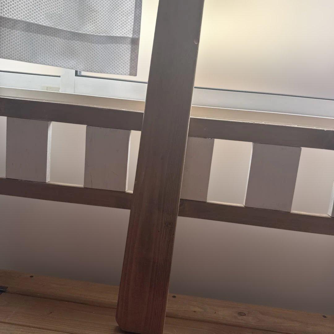 木製ベンチ 収納付き 白と木目　ハンドメイド　ガーデニング