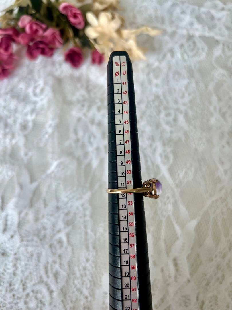 【超プレミア級】英国アンティーク 9金 カボションアメジストリング 約3.5ct