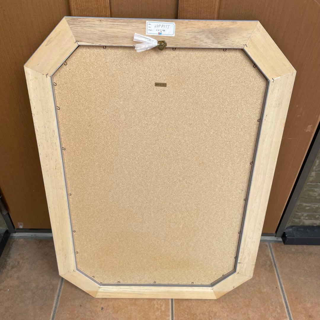 イタリア製 アンティーク調 ミラー 壁掛け 八角鏡 花模様 ウォールミラー