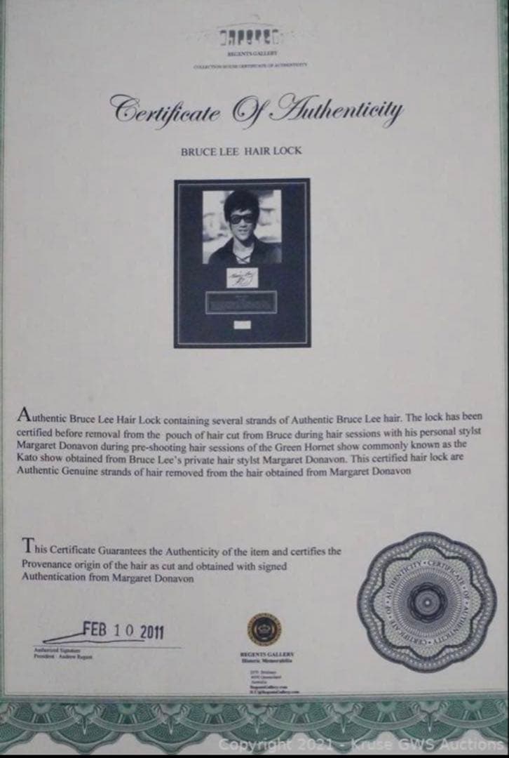 ■ドラゴン■遺品■髪の毛■ブルース・リー■Bruce Lee Authentic