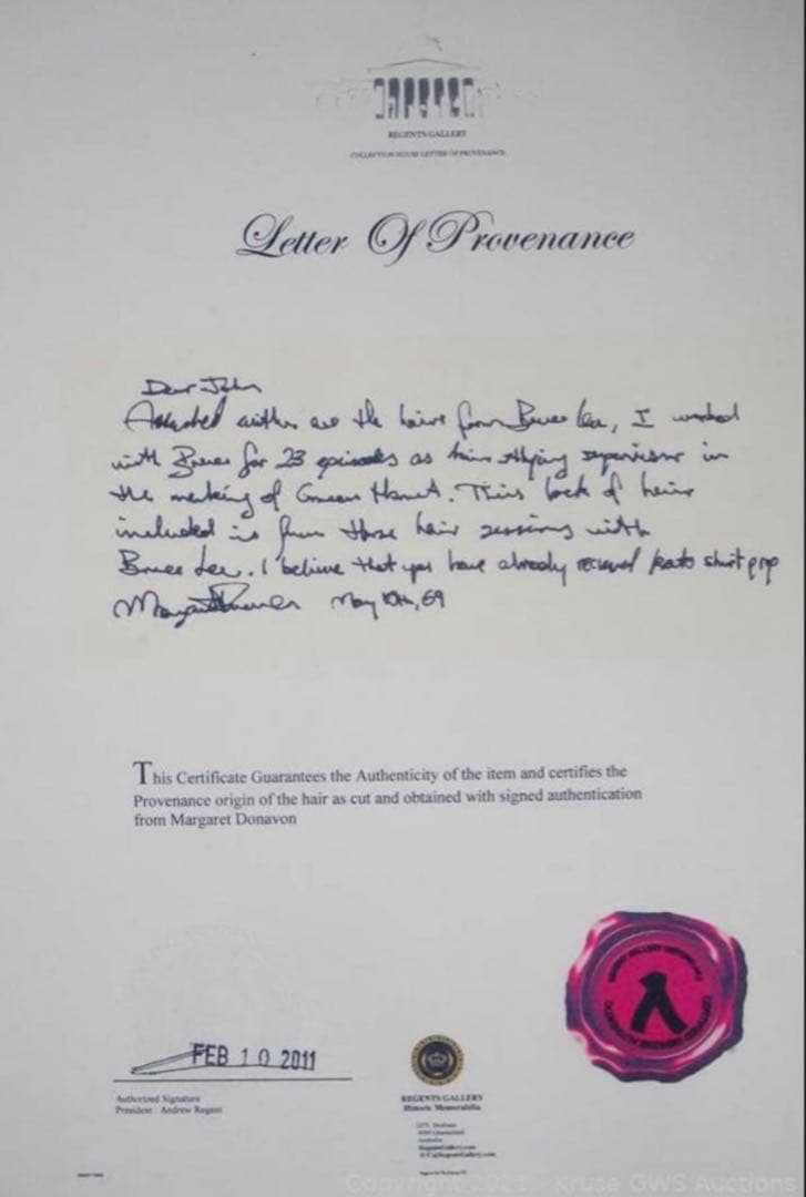 ■ドラゴン■遺品■髪の毛■ブルース・リー■Bruce Lee Authentic