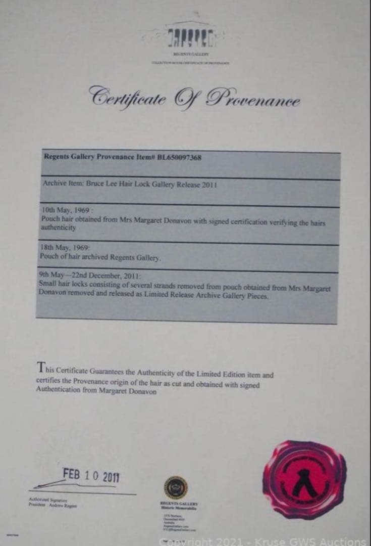 ■ドラゴン■遺品■髪の毛■ブルース・リー■Bruce Lee Authentic