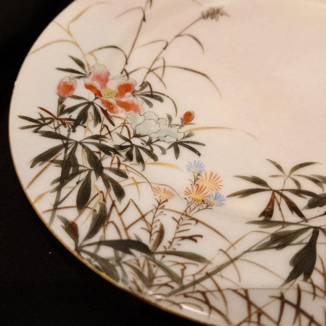 明治期　横浜焼　井村彦次郎　スズメ　皿　骨董　里帰り　輸出品