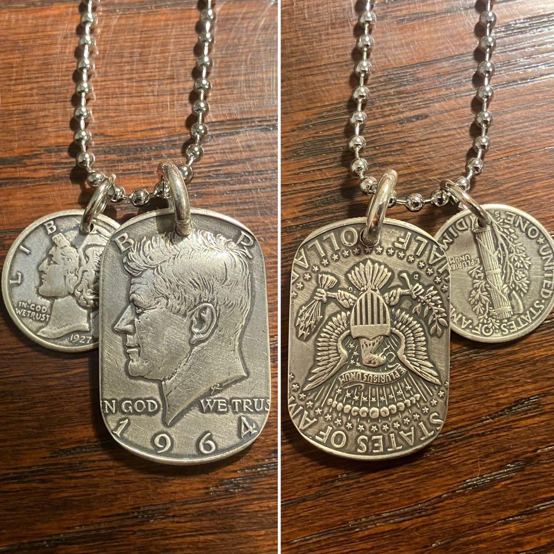 USAケネディハーフダラー1964年&マーキュリーダイム　ネックレス