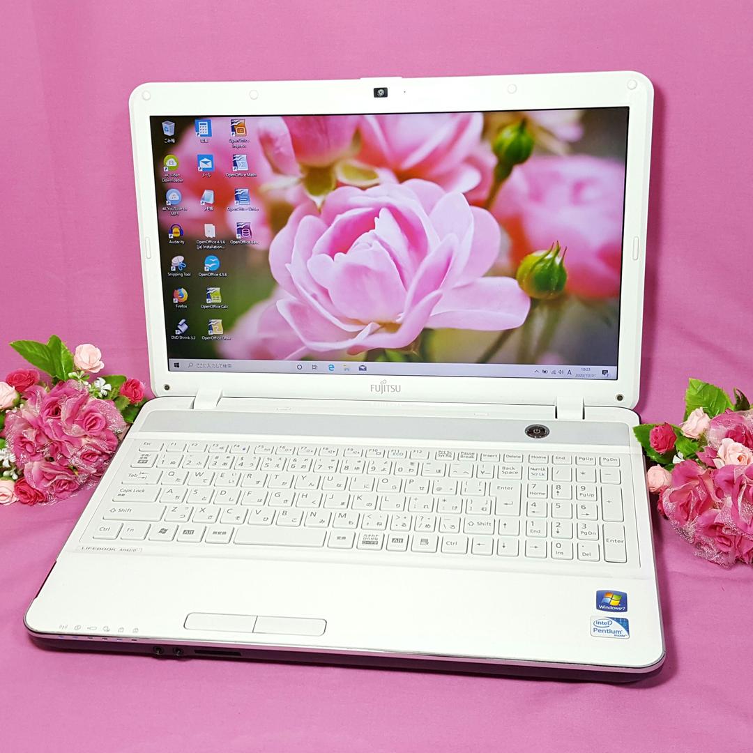 最新Windows10♢ホワイトノートPC♢カメラ♢テンキ付き♢HDMI♢大容量