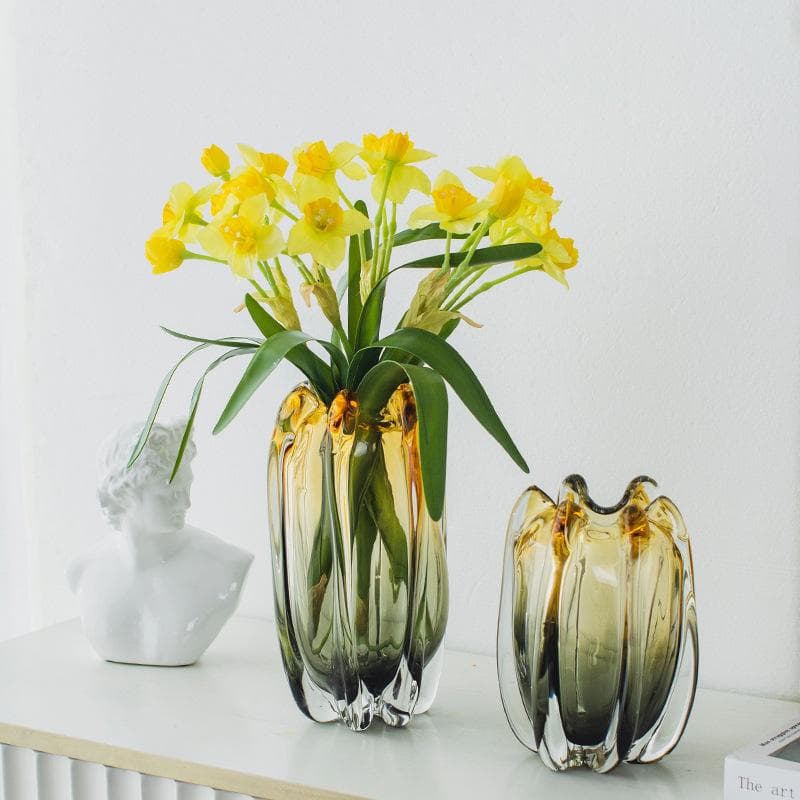 高品質 北欧 高級 映え 瑠璃 ガラス 花瓶 フラワーベース クリスタル 一輪