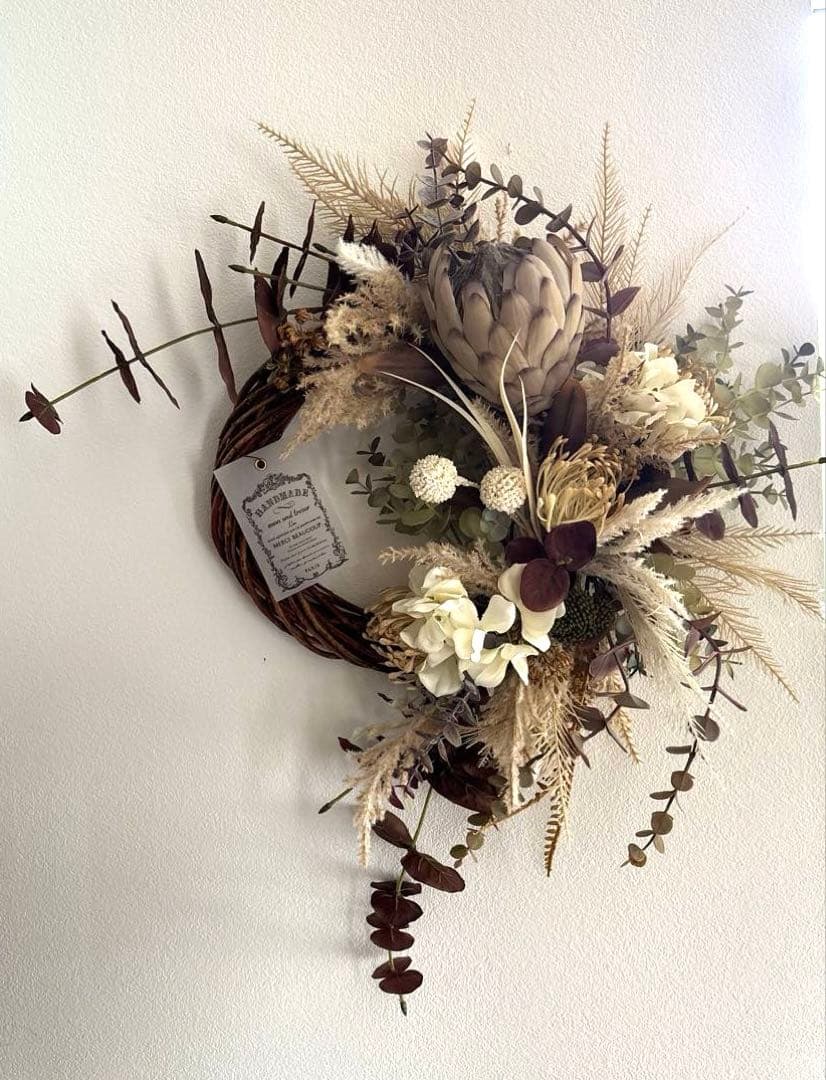 ＊フラワーリース＊　玄関リース　ネイティブフラワー　プロテアのナチュラルリース