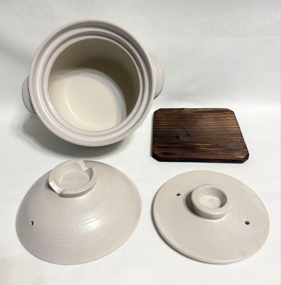 ORIBE 織部 白釉ご飯炊き 土鍋 3合炊き 御飯 3合 木台付