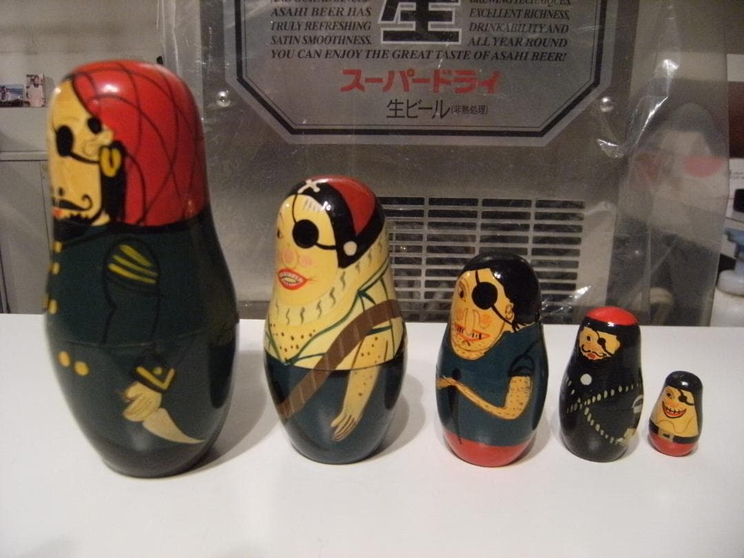 ロシア製品★ハンドメイド パイレーツ バイキング 海賊 マトリョーシカ 人形
