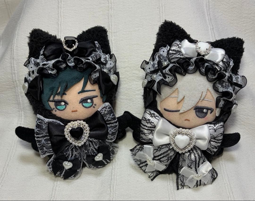 ちびぐるみ ぬい服 11cm ねこ耳 ２着セット ブラック 白