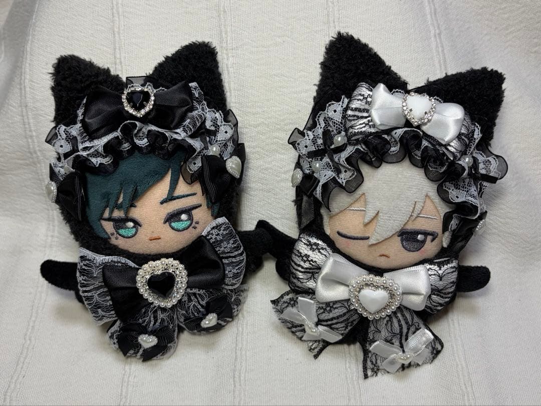 ちびぐるみ ぬい服 11cm ねこ耳 ２着セット ブラック 白