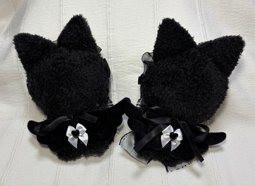 ちびぐるみ ぬい服 11cm ねこ耳 ２着セット ブラック 白