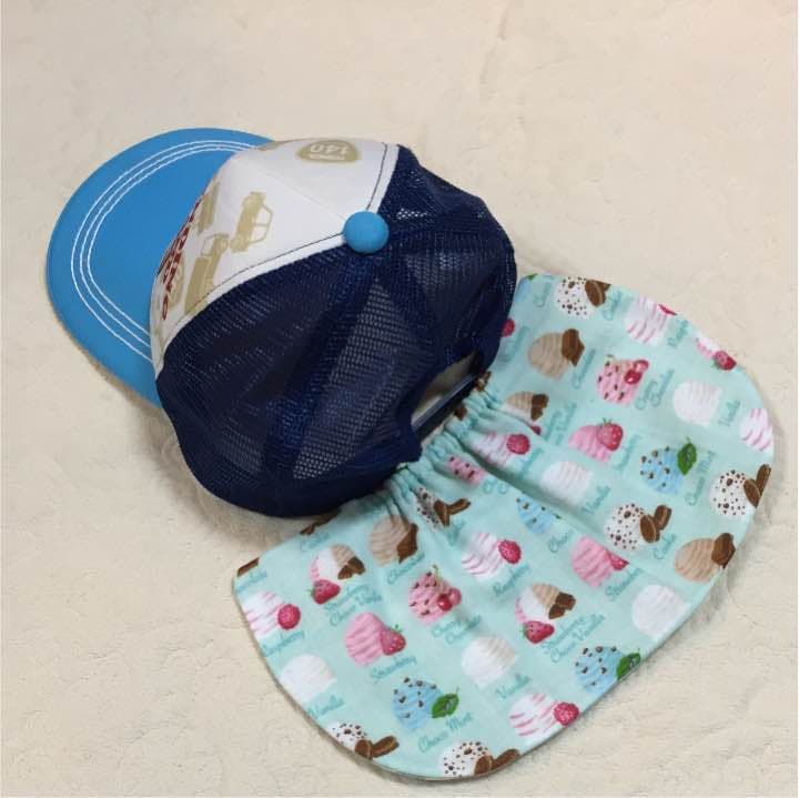 グリーン アイス チェック 日除け ハンドメイド