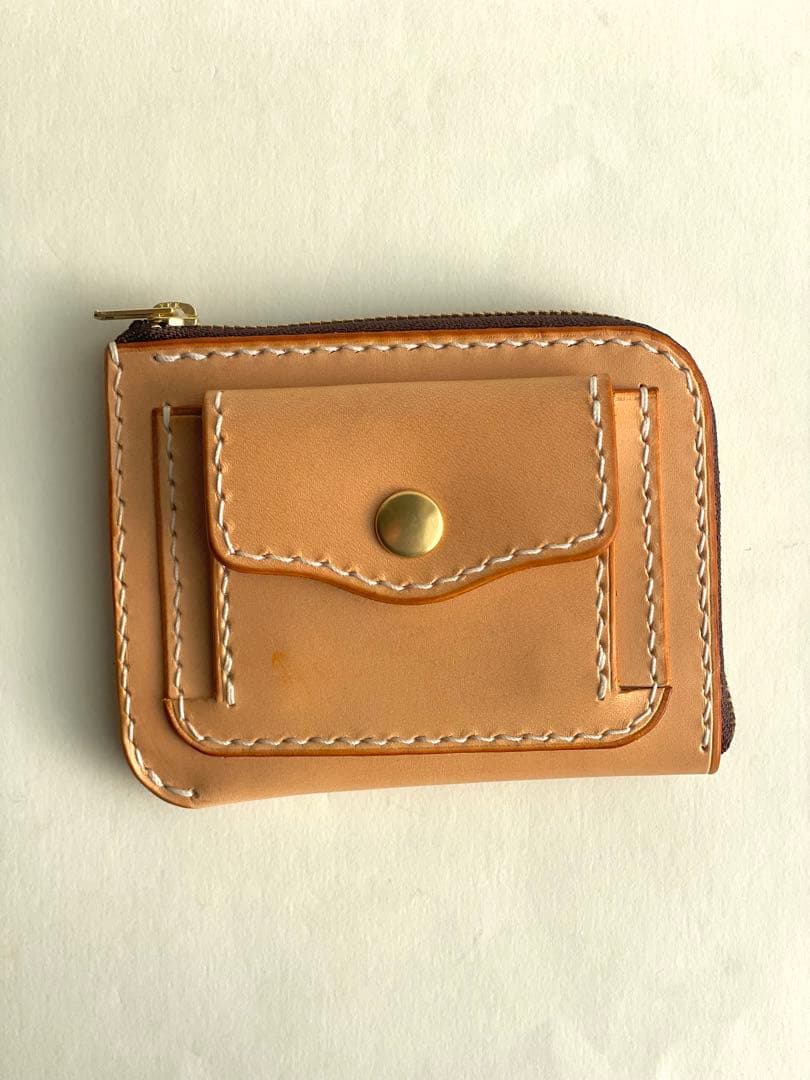 姫路レザー ヌメ革 L字ファスナーウォレット 本革 コンパクト財布 真鍮仕様