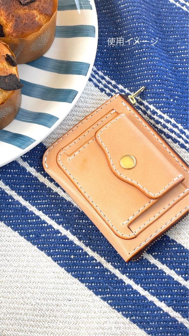 姫路レザー ヌメ革 L字ファスナーウォレット 本革 コンパクト財布 真鍮仕様