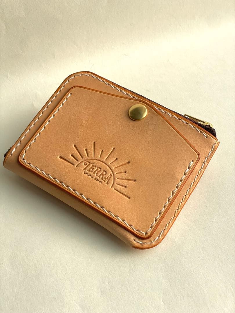 姫路レザー ヌメ革 L字ファスナーウォレット 本革 コンパクト財布 真鍮仕様