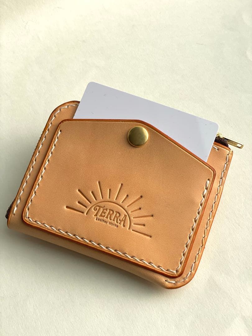 姫路レザー ヌメ革 L字ファスナーウォレット 本革 コンパクト財布 真鍮仕様