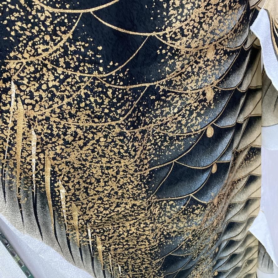 SKO95 ちりめん金彩鯉のぼり2m 黒 ベランダ黒鯉2m　お父さん鯉２m